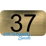 Nummernschild selbstklebend, 35 x 20 mm, Type 37, Kunststoff gold metallic