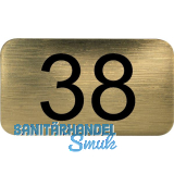 Nummernschild selbstklebend, 35 x 20 mm, Type 38, Kunststoff gold metallic