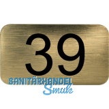 Nummernschild selbstklebend, 35 x 20 mm, Type 39, Kunststoff gold metallic