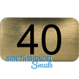 Nummernschild selbstklebend, 35 x 20 mm, Type 40, Kunststoff gold metallic