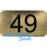 Nummernschild selbstklebend, 35 x 20 mm, Type 49, Kunststoff gold metallic