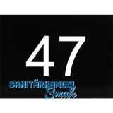 Nummernschild selbstklebend, 40 x 30 mm, Type 47, Kunststoff schwarz gl�nzend
