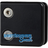 CROSO Glasklemmbeschlag f�r Vierkantrohr,eckig 53x53x29mm, schwarz matt RAL9005