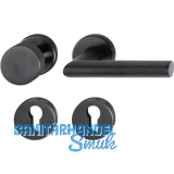 Wechselgarnitur AMSTERDAM FH auf Rosette, T�rst�rke 40-45,Edelstahl schwarz matt