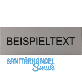 Beschriftungsschild mit Gravur, Kunststoff alufarbig/Schrift schwarz