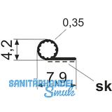 Dichtungsprofil einseitig selbstklebend Typ P3216 SK, Kunststoff wei�