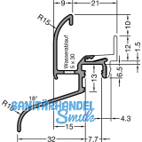 GUTMANN Regenschutzschiene Kocher L� 32 F-TXL, L=6000 mm, Alu silber eloxiert