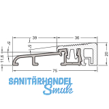 GUTMANN T�rschwelle Weser 75 TI L=6000 mm auf Ma� 75 x 20 mm silber eloxiert