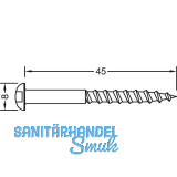 GUTMANN Flachkopf-Holzschraube f�r Basisprofil 4,0 x 45 mm, Edelstahl