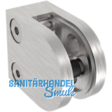 ECONOMY Glasklemmbeschlag f�r Vierkantrohr, rund, Edelstahl geschliffen V2A