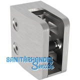 ECONOMY Glasklemmbeschlag f�r Vierkantrohr, eckig, Edelstahl geschliffen V2A