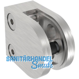 ECONOMY Glasklemmbeschlag f�r Vierkantrohr, rund, Edelstahl geschliffen V4A