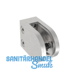 ECONOMY Glasklemmbeschlag f. Vierkantrohr, rund, Edelstahl V2A