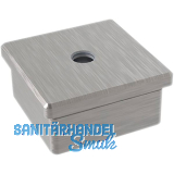 ECONOMY Endkappe eckig,hohl m.Mittelbohrung M8,40x40mm,Edelstahl geschliffen V2A