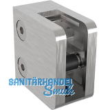 ECONOMY Glasklemmbeschlag f�r Vierkantrohr, eckig, Edelstahl geschliffen V2A