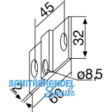 Befestigungslaschen zu DORMA-Glas PT30, Aluminium silber eloxiert