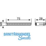 DORMA-Glas Gewindestift f�r PT 30, M 8 mit D�bel, Stahl verzinkt (03.134)
