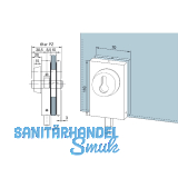 DORMA-Glas Eckschloss SG-15, mit Rosetten PZ, 10 mm, (05.118) silber eloxiert