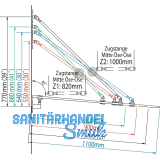 Glasvordachachsen GLVS I, Glastiefe 1100 mm, Edelstahl