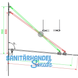 Glasvordachachsen GLVS II, Glastiefe 1300 mm, Edelstahl