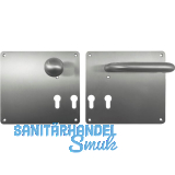 Wechselgarnitur GEOS - f�r M�llraumt�ren auf Breitschild rechts, Edelstahl matt