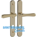 Sicherheits-Dr�ckergarnitur ELEGANT/22 auf Schild PZ88, Messing poliert PVD