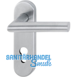 Feuerschutz Dr�ckergarnitur AMSTERDAM auf Kurzschild PZ, Edelstahl matt