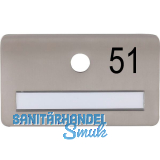 SOLIDO Namensschild ohne Spion mit Gravur Nummer, 120x70 mm, Edelstahl satiniert