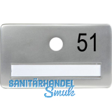 SOLIDO Namensschild ohne Spion mit Gravur Nummer, 120x70 mm, Aluminium silber