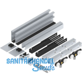 SOLIDO 100 Beschlagset Glas Einzugsd�mpfung Laufschiene Blende L=2500 mm silber