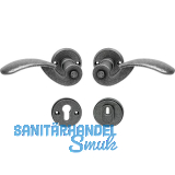 Sicherheits-Drueckergarnitur STUBAI auf Rosette,verzinkt schwarz hell passiviert