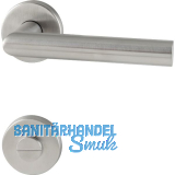 GRUNDMANN Dr�ckergarnitur L-Form auf Rosette, WC, Edelstahl matt