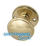 MARCHESI T�rknopf Flachform - auf Rosette (Facette), � 55 mm, Messing poliert