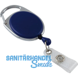 IDENTA Kartenjojo oval mit Karabinerhaken Nylonschnur L=800 mm blau