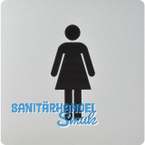 WC Symbol Frau selbstklebend, 100 x 100 mm, Kunststoff alufarbig