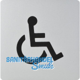 WC Symbol Rollstuhl selbstklebend, 100 x 100 mm, Kunststoff alufarbig
