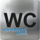 WC Symbol selbstklebend, 100 x 100 mm, Kunststoff Edelstahl-Effekt