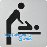 WC Symbol Wickelraum selbstklebend, 100 x 100 mm, Kunststoff alufarbig