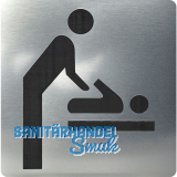 WC Symbol Wickelraum selbstklebend, 100 x 100 mm, Kunststoff Edelstahl-Effekt