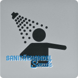 WC Symbol Duschraum selbstklebend, 100 x 100 mm, Kunststoff alufarbig