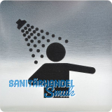 WC Symbol Duschraum selbstklebend, 100 x 100 mm, Kunststoff Edelstahl-Effekt