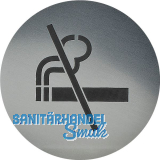 Hinweisschild RAUCHEN VERBOTEN, Durchmesser 60 mm, Kunststoff Edelstahl-Effekt