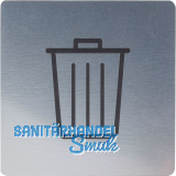 Symbol M�llraum selbstklebend, 100 x 100 mm, Kunststoff Edelstahl-Effekt