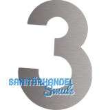 Hausnummer 3 - H�he 120 mm, mit 2 Gewindenocken M5, Edelstahl