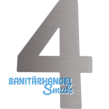 Hausnummer 4 - H�he 120 mm, mit 2 Gewindenocken M5, Edelstahl
