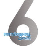 Hausnummer 6 - H�he 120 mm, mit 2 Gewindenocken M5, Edelstahl