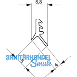 GU Dichtungsprofil P743, unten und vertikal, Kunststoff schwarz