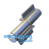 Anschwei�band 2-teilig V-Lappen, Stahl blank; Stift 16 mm mit Messingring