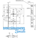 BMH Fluchtt�rschloss 1028, RZ74, 1-flg. Funk. B/EN 179,rechts, DM65/24,Edelstahl