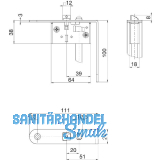 BKS Schaltschloss B1595, Stulp rund, abgewinkelt 24/111/100 mm, DM 65, Edelstahl
